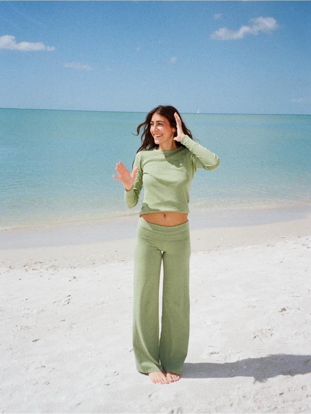 Brandy Melville green Wide-Leg Priscilla Pants